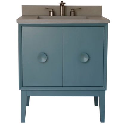 31" Single Vanity in Aqua Blue Finish with Gray Concrete Top and Rectangle Sink
