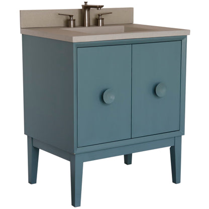 31" Single Vanity in Aqua Blue Finish with Gray Concrete Top and Rectangle Sink
