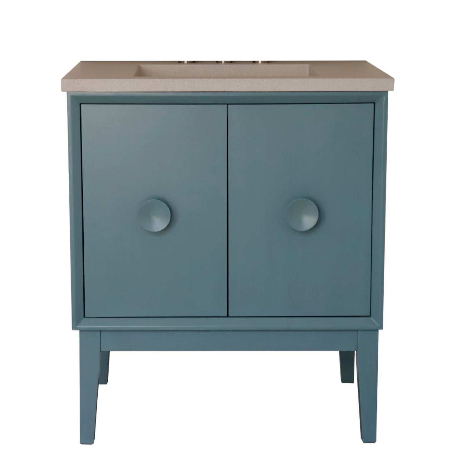 31" Single Vanity in Aqua Blue Finish with Gray Concrete Top and Rectangle Sink