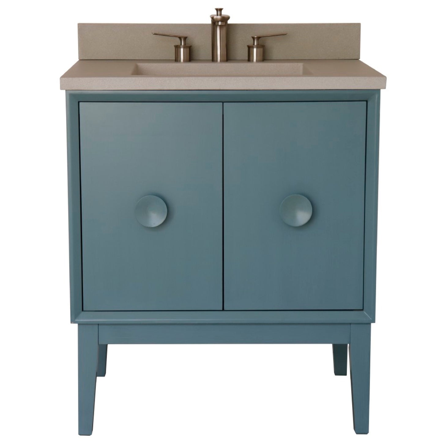 31" Single Vanity in Aqua Blue Finish with Gray Concrete Top and Rectangle Sink