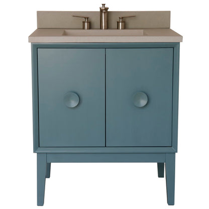 31" Single Vanity in Aqua Blue Finish with Gray Concrete Top and Rectangle Sink