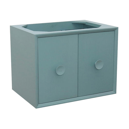 30" Single wall mount vanity in Aqua Blue finish cabinet only