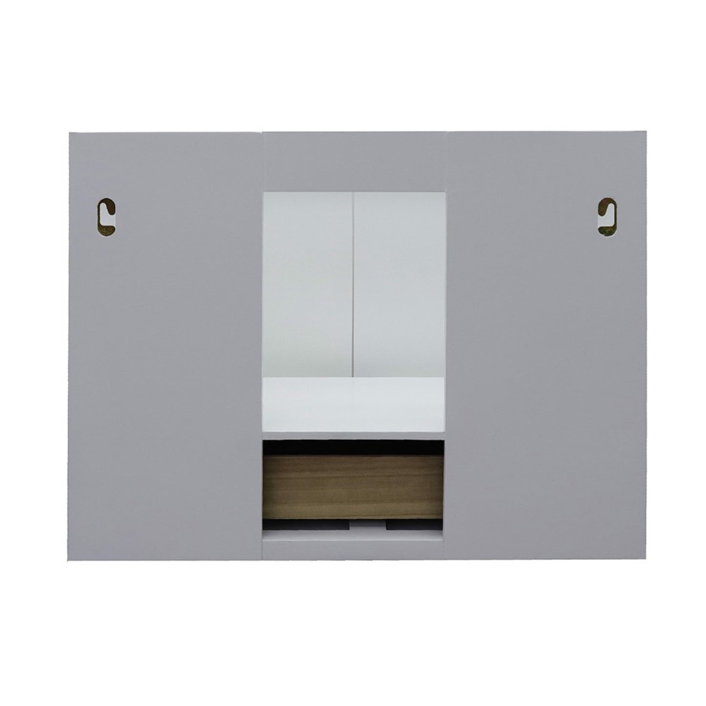 31" Single wall mount vanity in White finish with Black Galaxy top and round sink