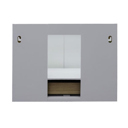 31" Single wall mount vanity in White finish with Black Galaxy top and round sink