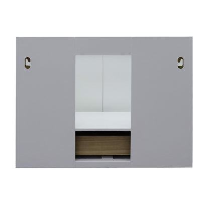 31" Single wall mount vanity in White finish with Gray granite top and oval sink