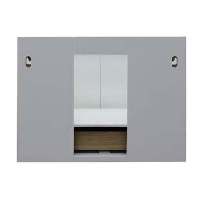 31" Single wall mount vanity in White finish with Gray granite top and round sink