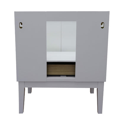 31" Single vanity in White finish with Black Galaxy top and oval sink