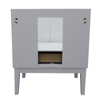 31" Single vanity in White finish with Black Galaxy top and round sink