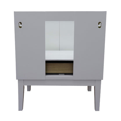 31" Single vanity in White finish with Black Galaxy top and rectangle sink