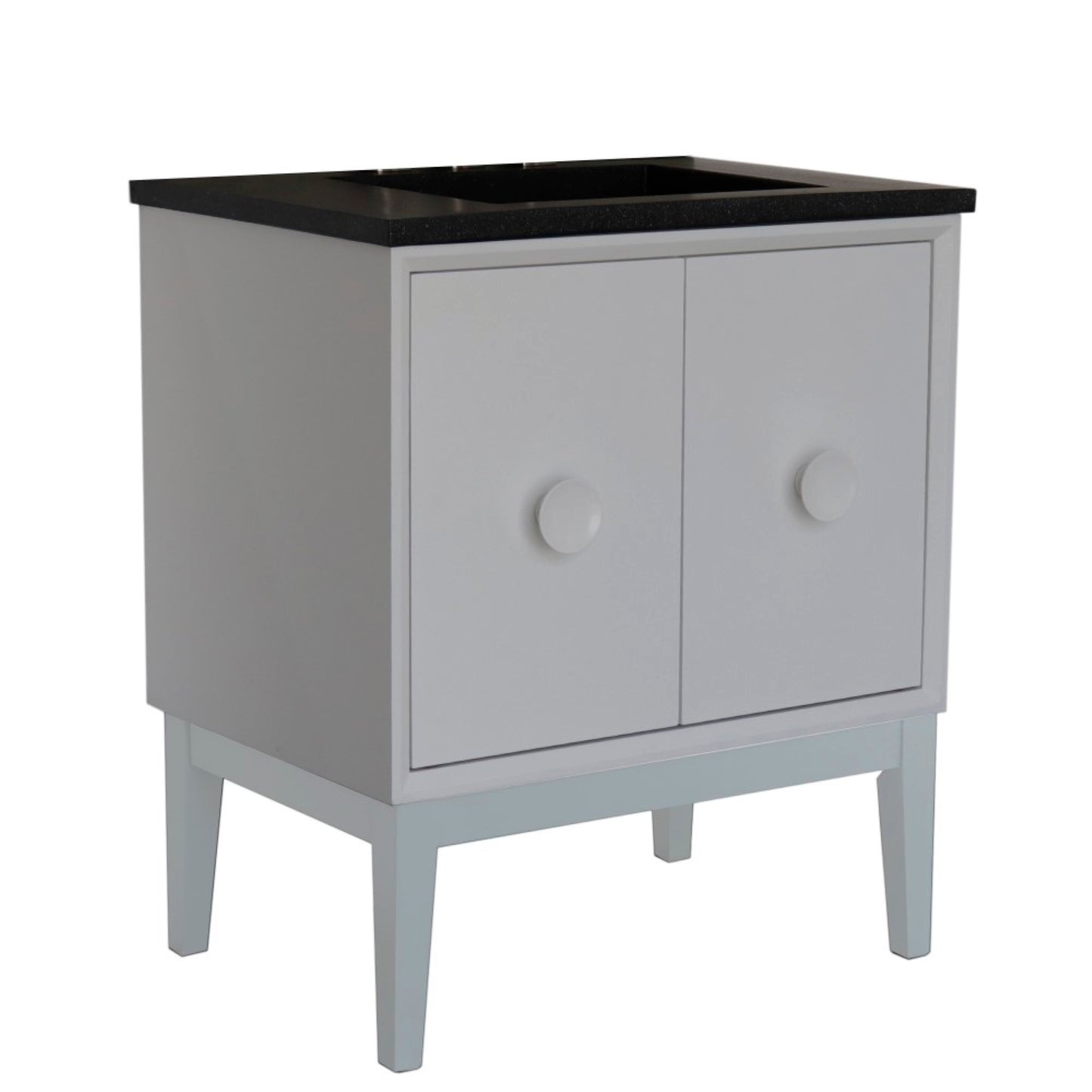 31" Single Vanity in White Finish with Black Concrete Top and Rectangle Sink