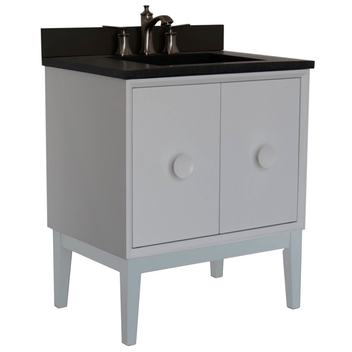 31" Single Vanity in White Finish with Black Concrete Top and Rectangle Sink