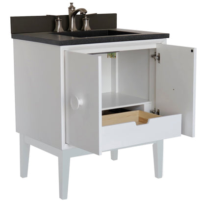 31" Single Vanity in White Finish with Black Concrete Top and Rectangle Sink