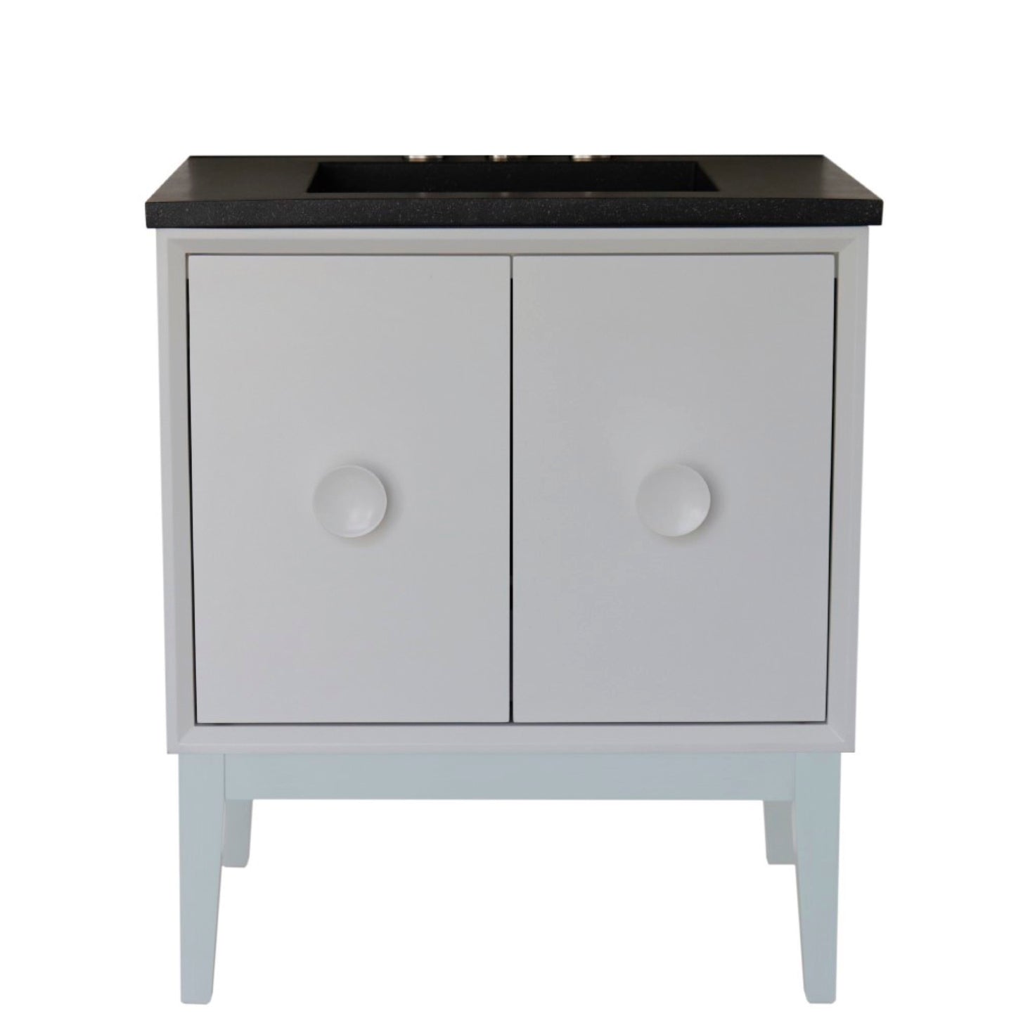 31" Single Vanity in White Finish with Black Concrete Top and Rectangle Sink