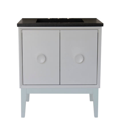 31" Single Vanity in White Finish with Black Concrete Top and Rectangle Sink
