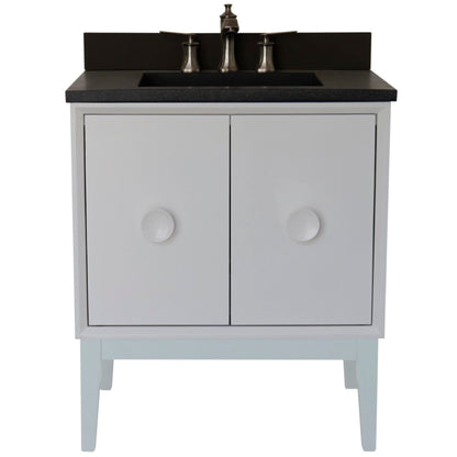 31" Single Vanity in White Finish with Black Concrete Top and Rectangle Sink