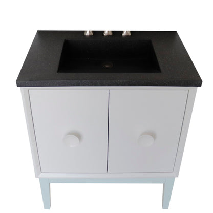 31" Single Vanity in White Finish with Black Concrete Top and Rectangle Sink