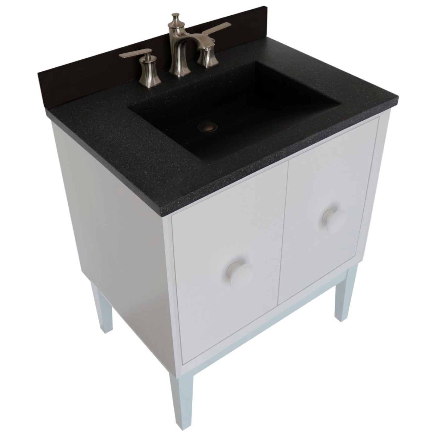 31" Single Vanity in White Finish with Black Concrete Top and Rectangle Sink