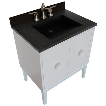 31" Single Vanity in White Finish with Black Concrete Top and Rectangle Sink