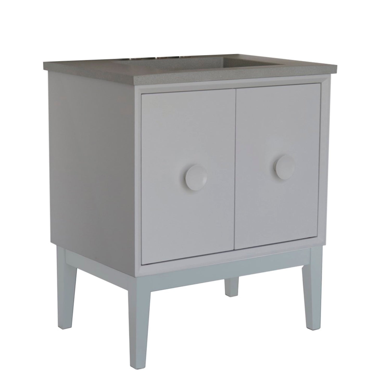 31" Single Vanity in White Finish with Gray Concrete Top and Rectangle Sink