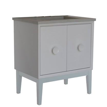 31" Single Vanity in White Finish with Gray Concrete Top and Rectangle Sink