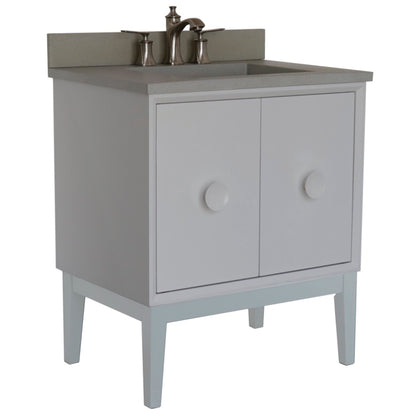 31" Single Vanity in White Finish with Gray Concrete Top and Rectangle Sink