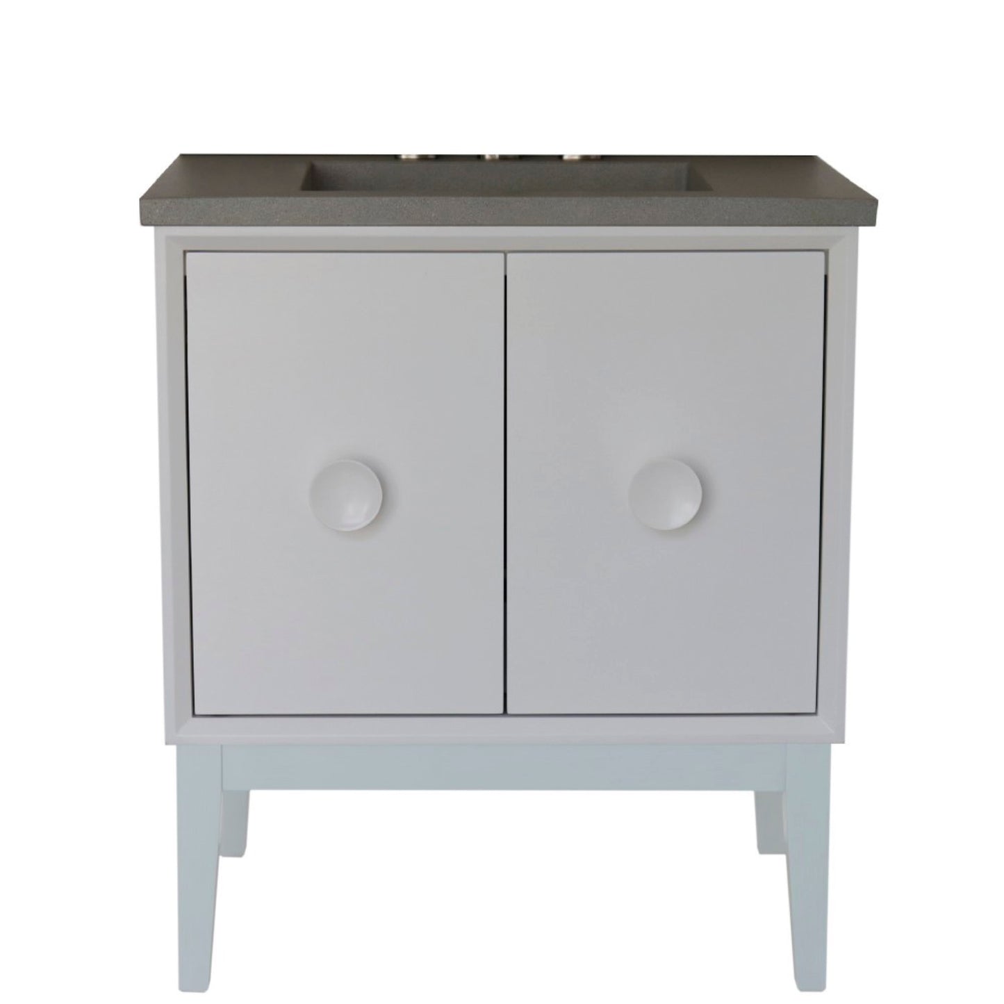 31" Single Vanity in White Finish with Gray Concrete Top and Rectangle Sink