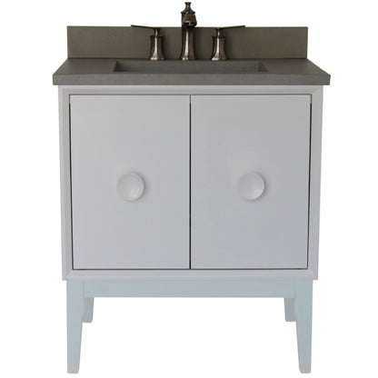 31" Single Vanity in White Finish with Gray Concrete Top and Rectangle Sink