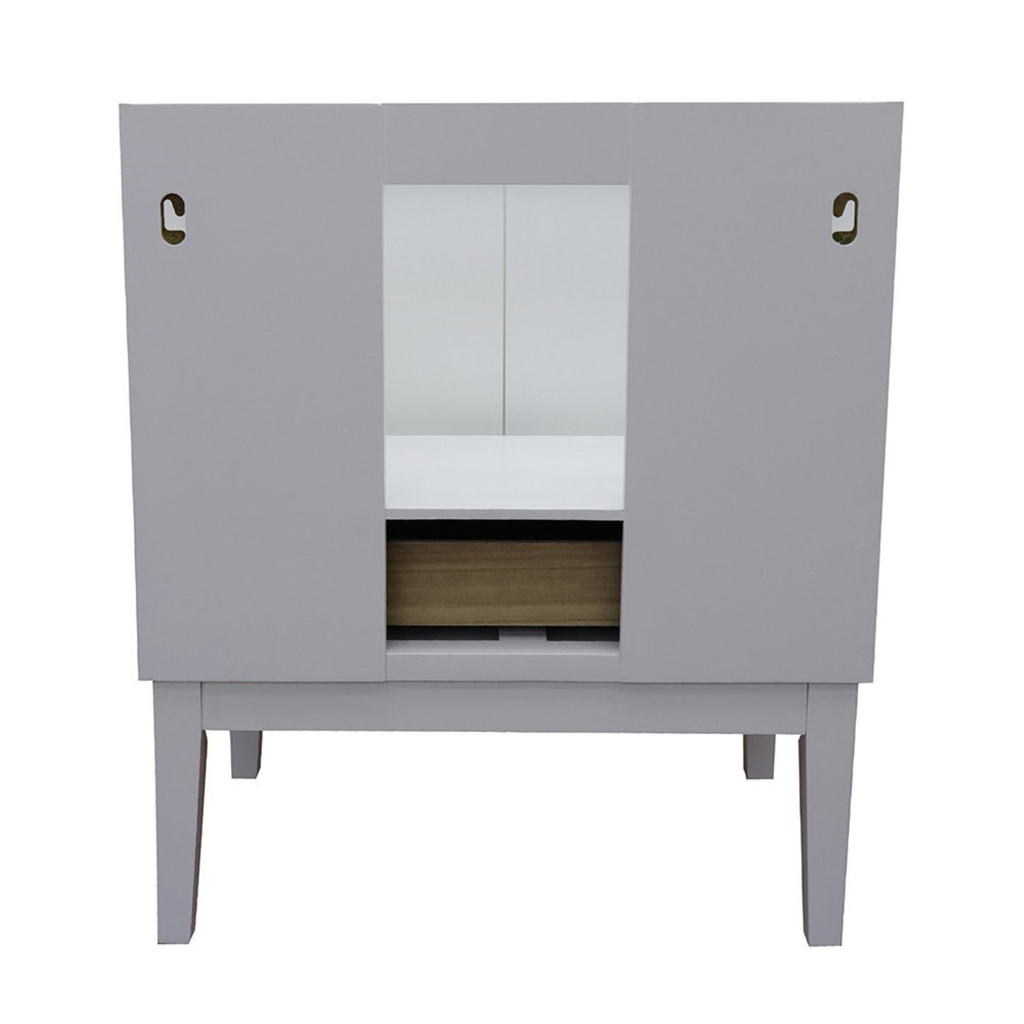 31" Single vanity in White finish with White engineered stone top and oval sink