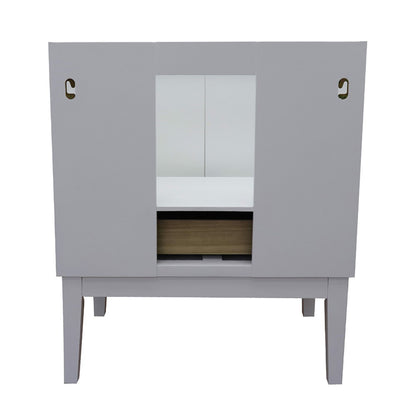 31" Single vanity in White finish with White engineered stone top and oval sink