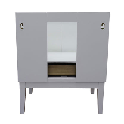 31" Single vanity in White finish with White engineered stone top and rectangle sink