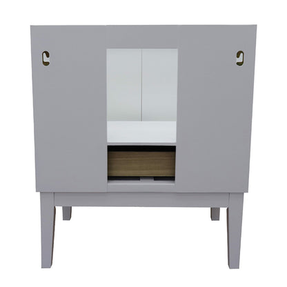 31" Single vanity in White finish with White Carrara top and round sink