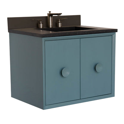 31" Single Vanity in Aqua Blue Finish with Black Concrete Top and Rectangle Sink