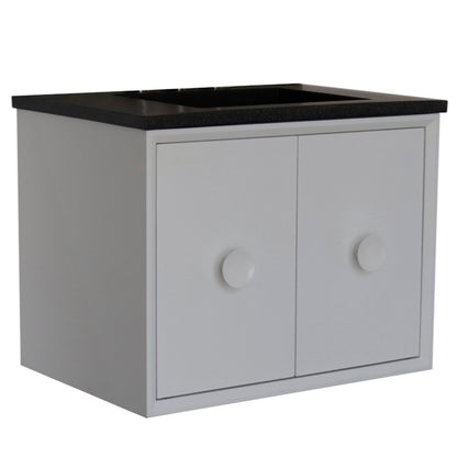 31" Single Vanity in White Finish with Black Concrete Top and Rectangle Sink