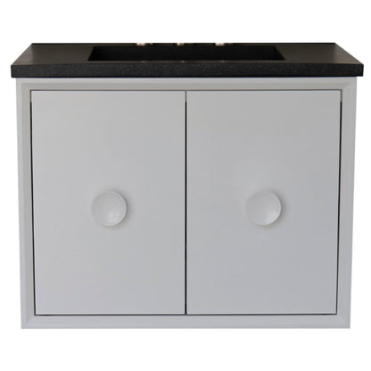 31" Single Vanity in White Finish with Black Concrete Top and Rectangle Sink