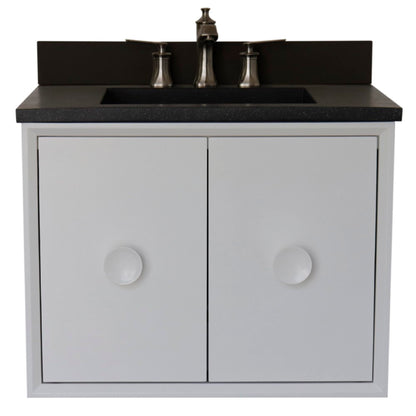 31" Single Vanity in White Finish with Black Concrete Top and Rectangle Sink