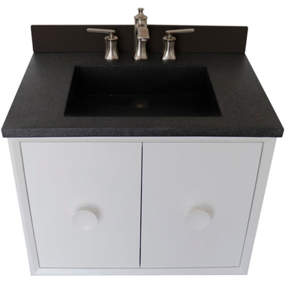 31" Single Vanity in White Finish with Black Concrete Top and Rectangle Sink