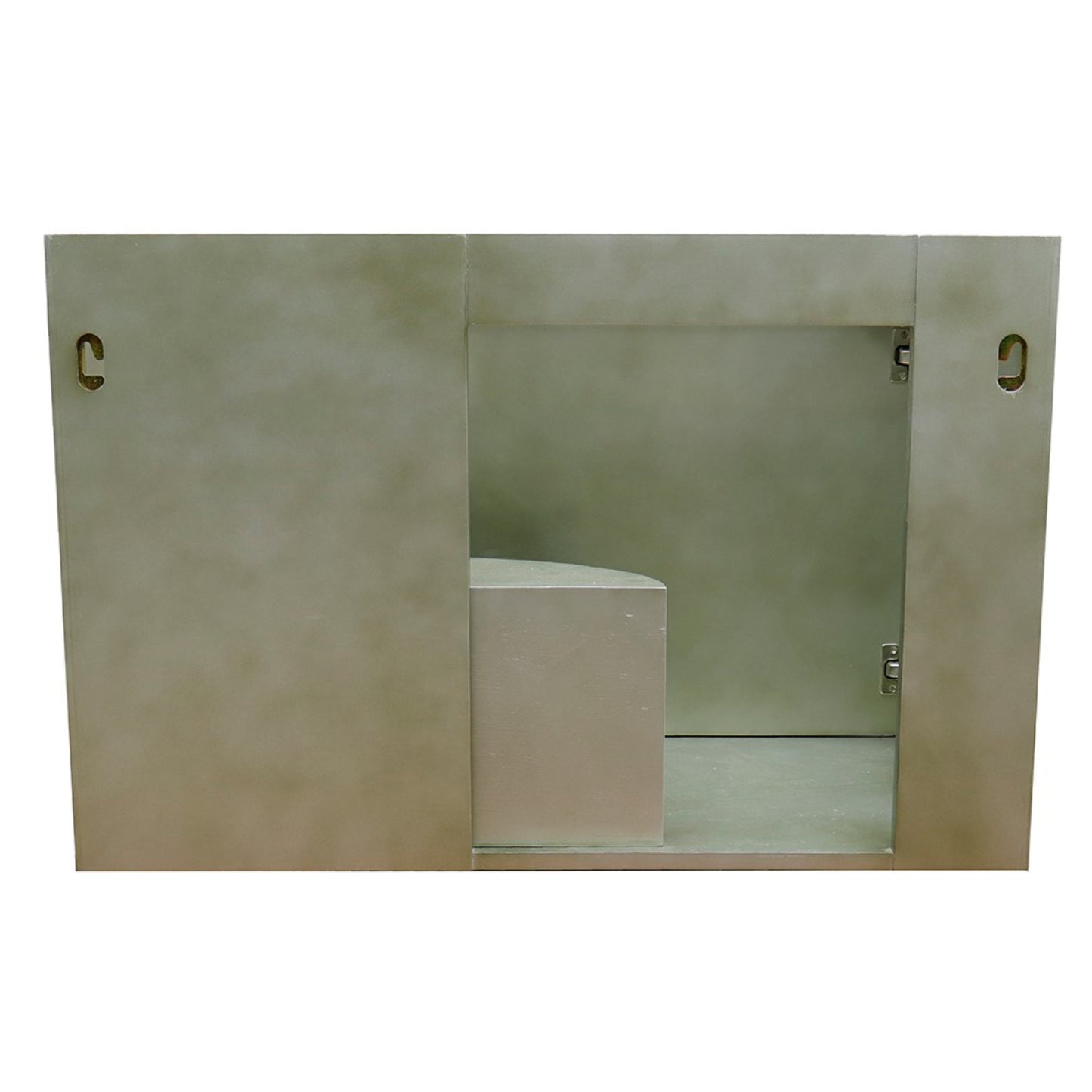 37" Single wall mount vanity in Linen Brown finish with White engineered stone top and rectangle sink