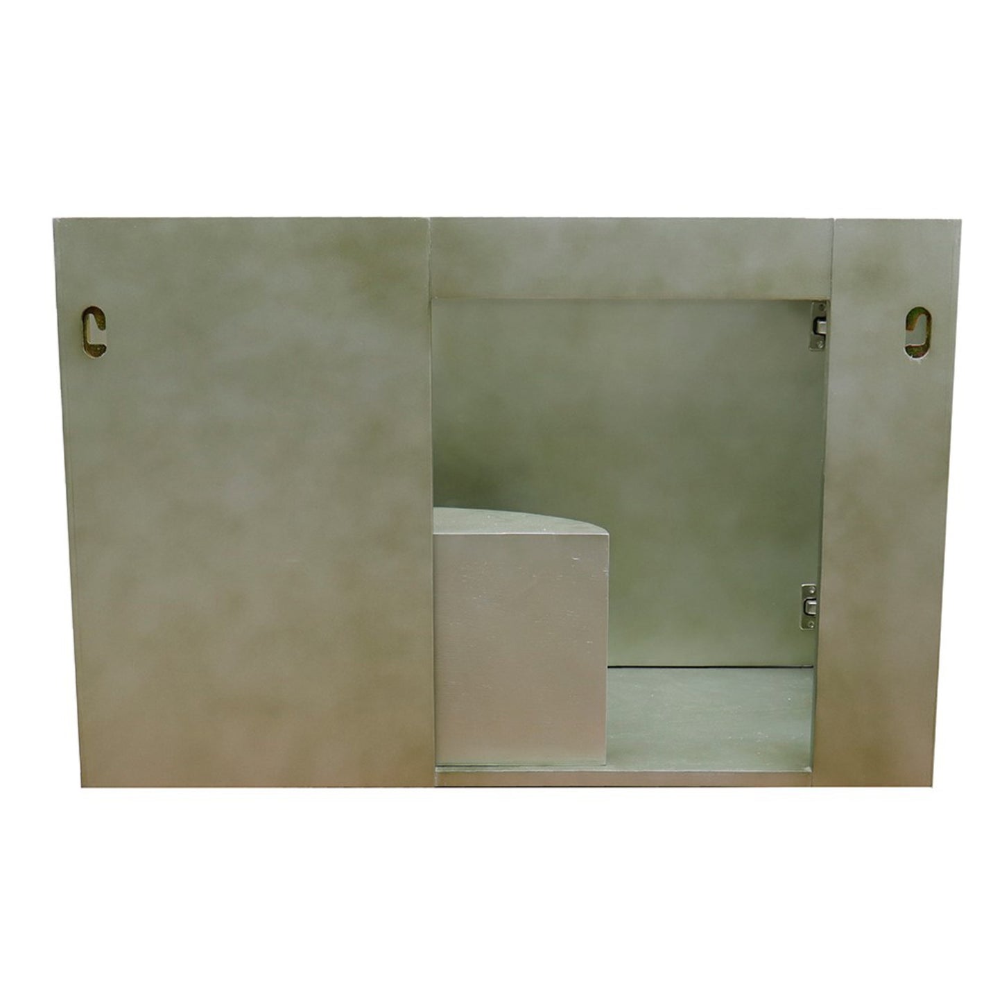 37" Single wall mount vanity in Linen Brown finish with White Carrara top and rectangle sink