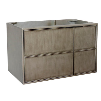 36" Single wall mount vanity in Linen Brown finish cabinet only