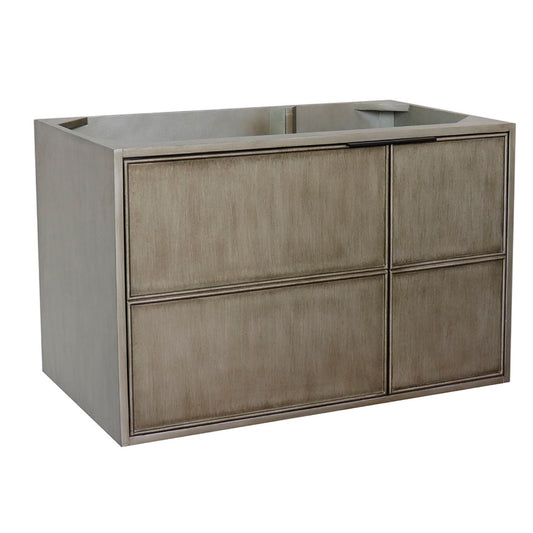 36" Single wall mount vanity in Linen Brown finish cabinet only