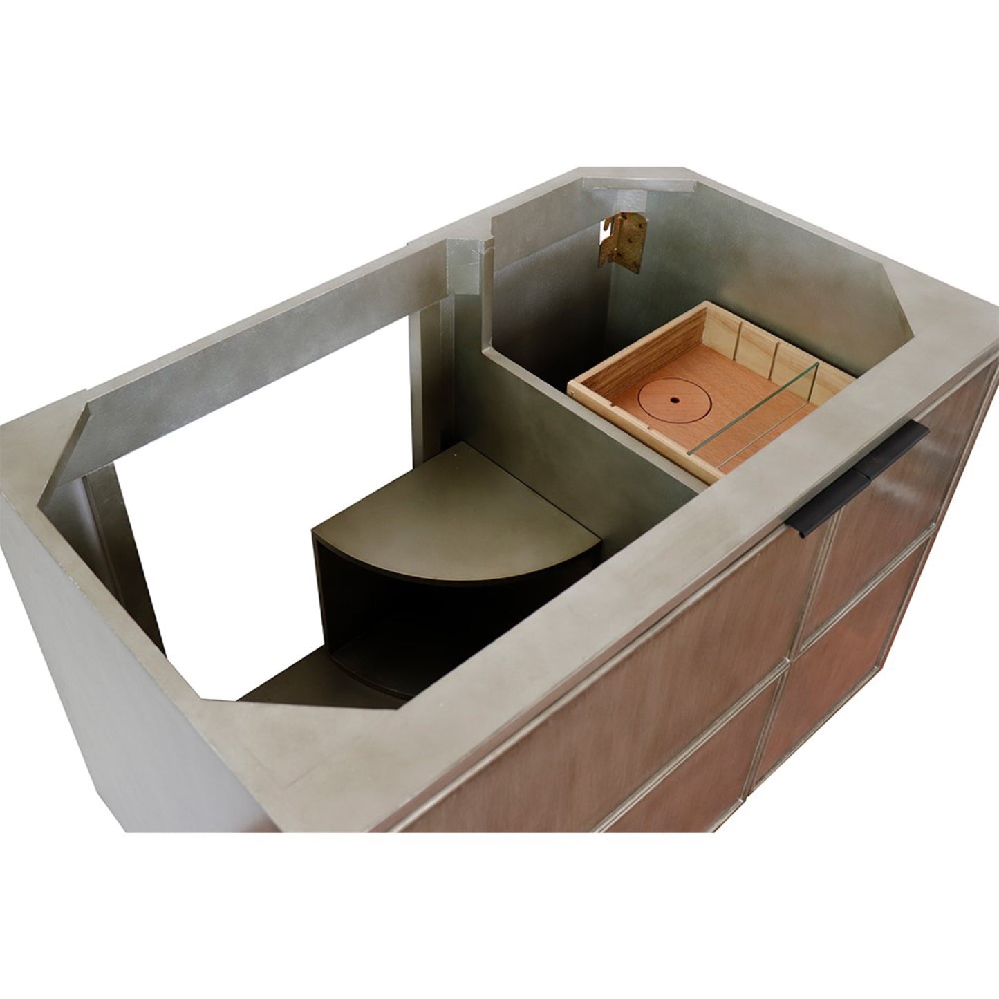 36" Single wall mount vanity in Linen Brown finish cabinet only