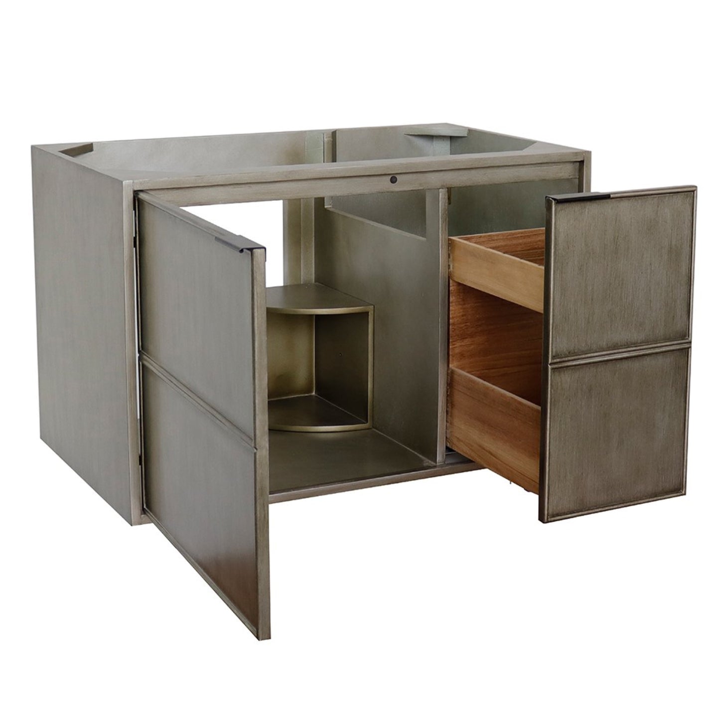 36" Single wall mount vanity in Linen Brown finish cabinet only