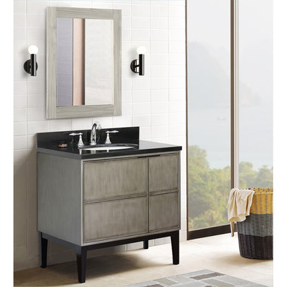 37" Single vanity in Linen Brown finish with Black Galaxy top and oval sink