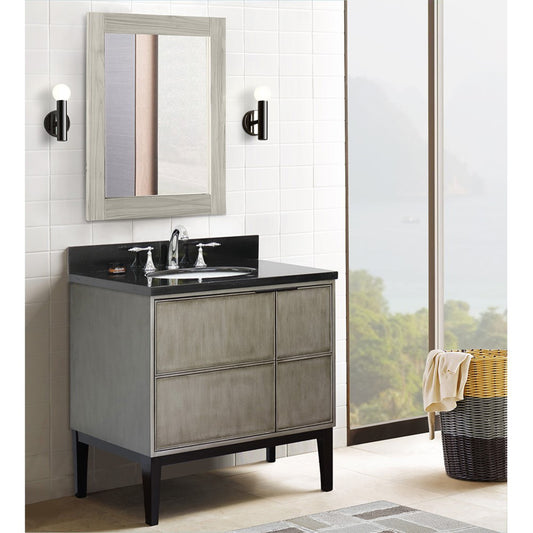 37" Single vanity in Linen Brown finish with Black Galaxy top and oval sink