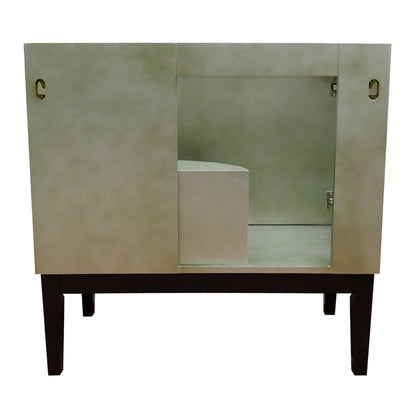 37" Single vanity in Linen Brown finish with Black Galaxy top and oval sink