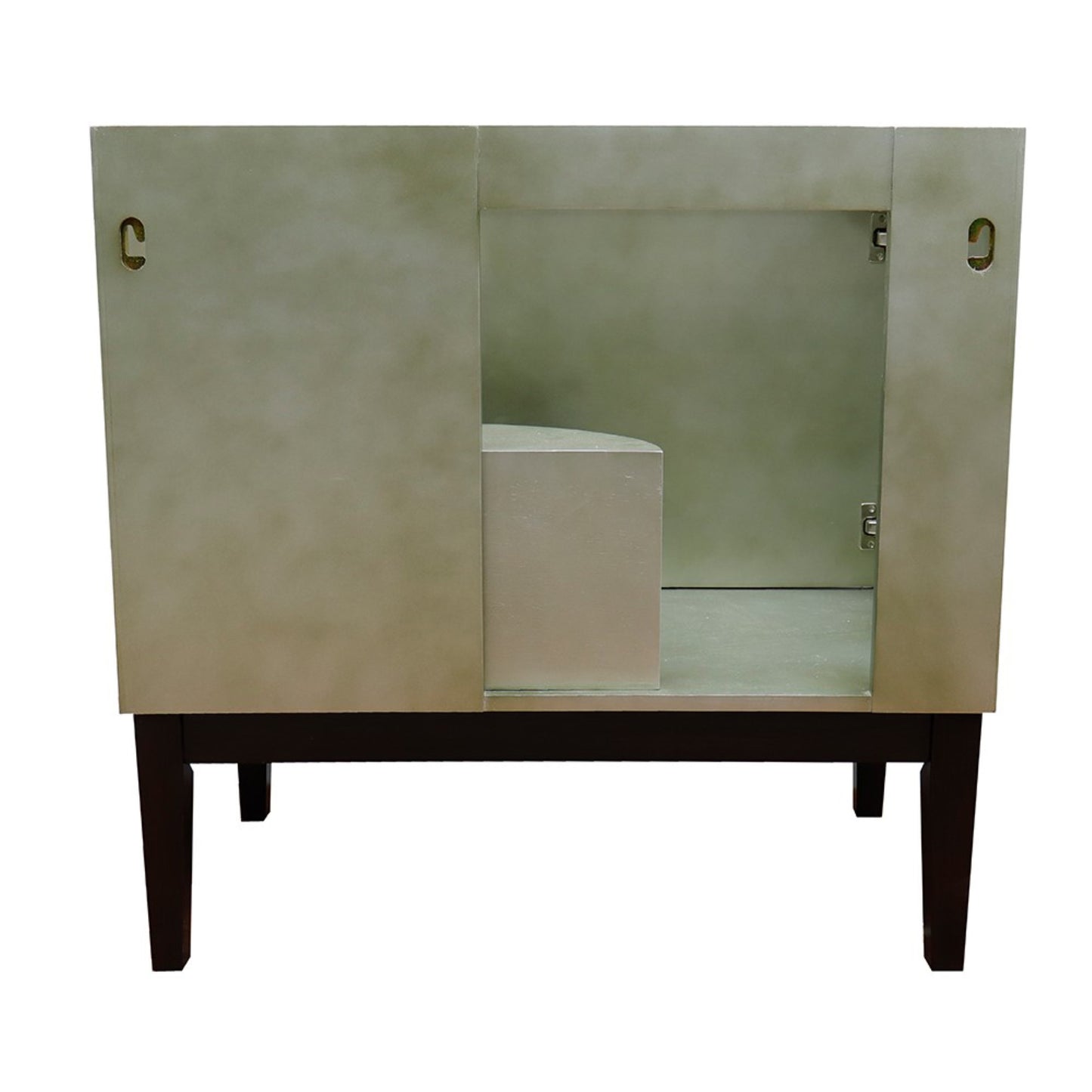 37" Single vanity in Linen Brown finish with Black Galaxy top and rectangle sink