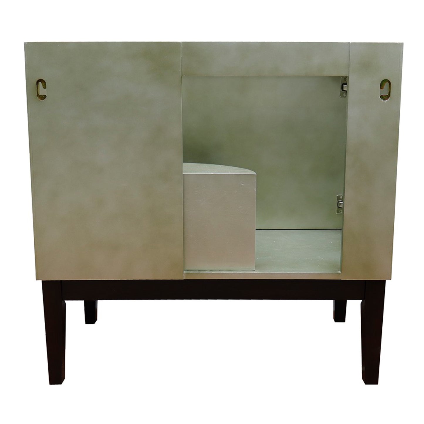 37" Single vanity in Linen Brown finish with Gray granite top and round sink