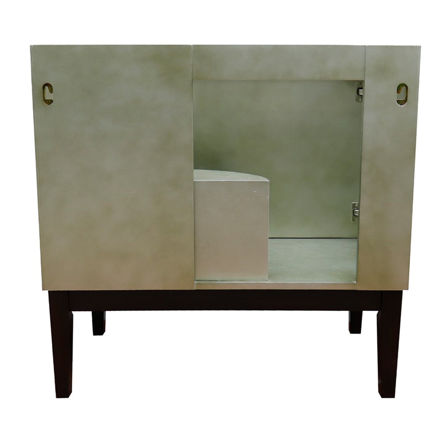 37" Single vanity in Linen Brown finish with Gray granite top and rectangle sink