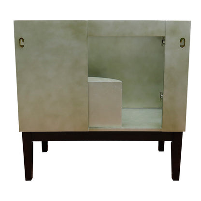 37" Single vanity in Linen Brown finish with Gray granite top and rectangle sink