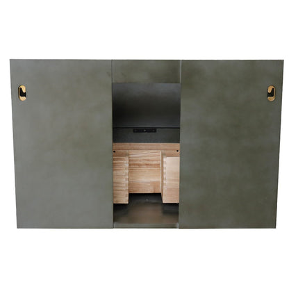 37" Single wall mount vanity in Linen Gray finish with Gray granite top and rectangle sink